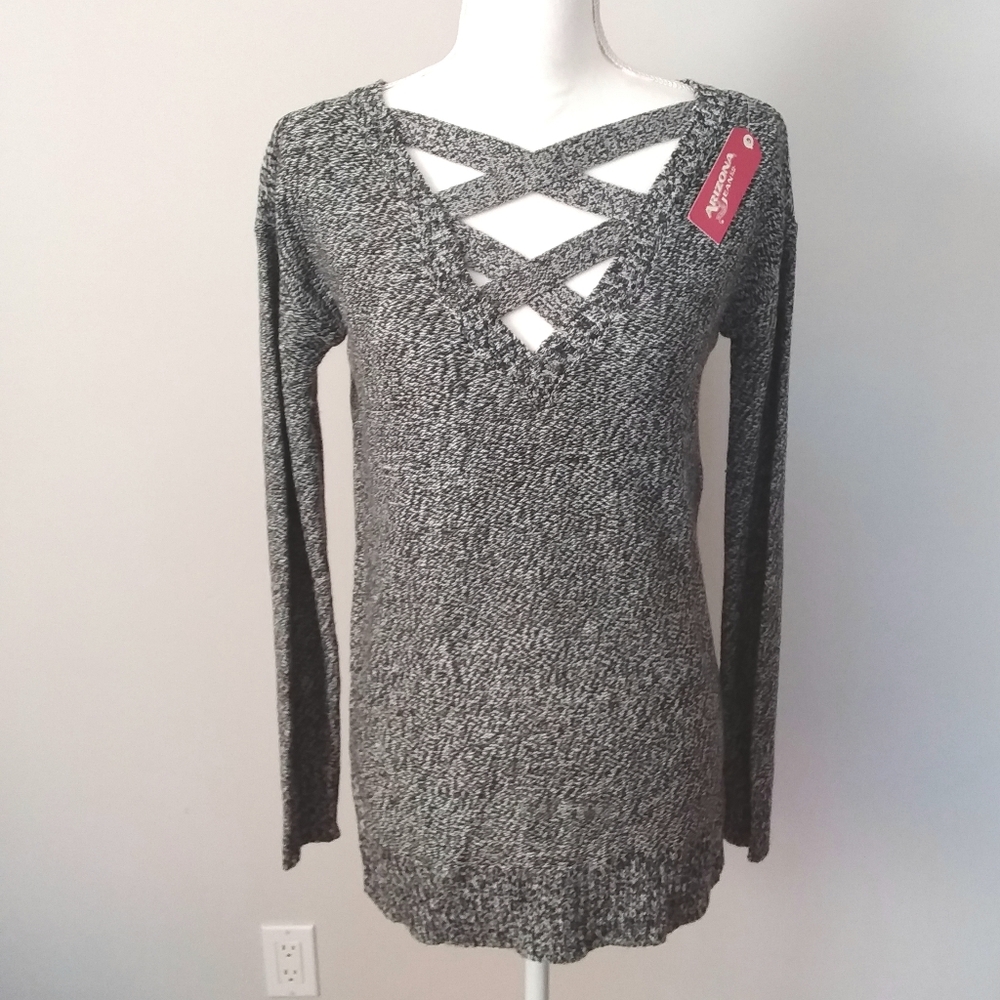 NWT Arizona Jeans Co. Black/White Marl Sweater